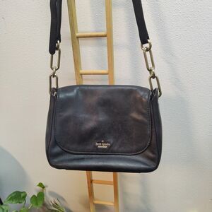 Kate Spade New York Black Leather Flap Closure Crossbody Bag
